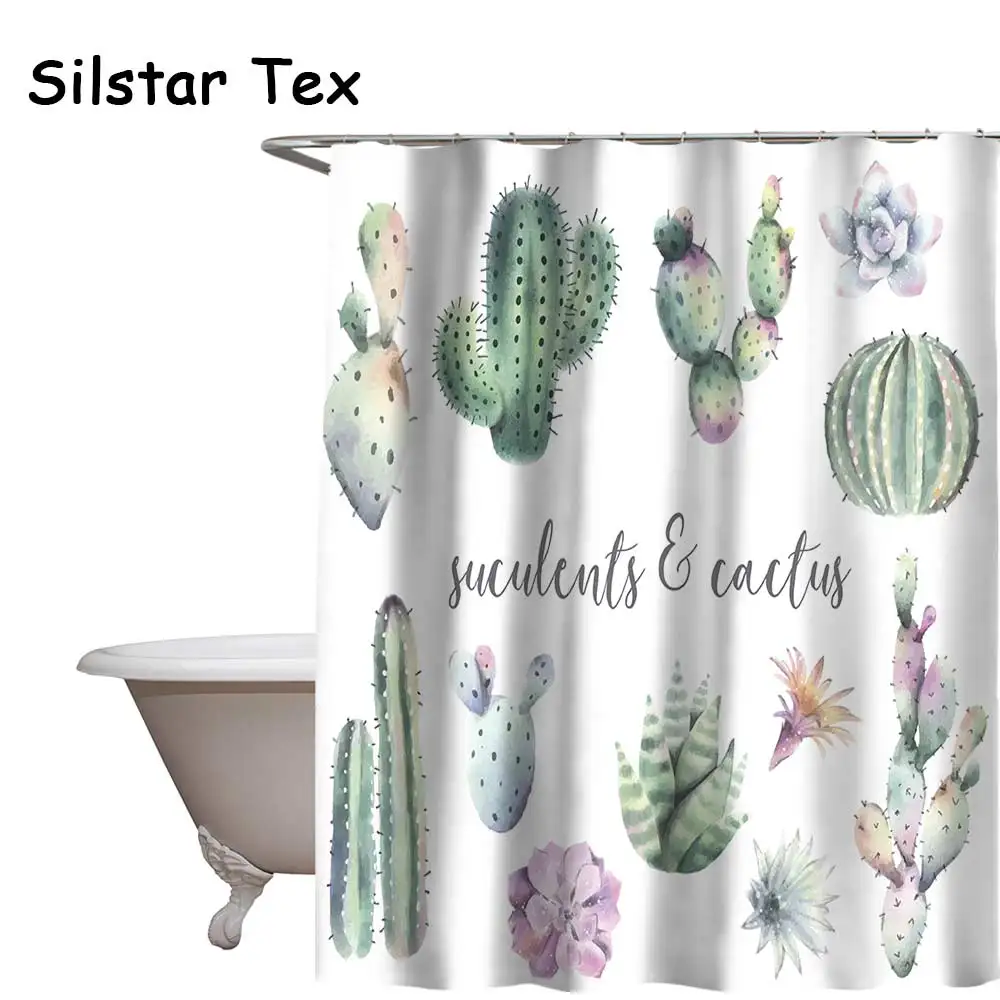 Silstar Tex Green растение занавеска для душа водостойкая стандартная кактус узор