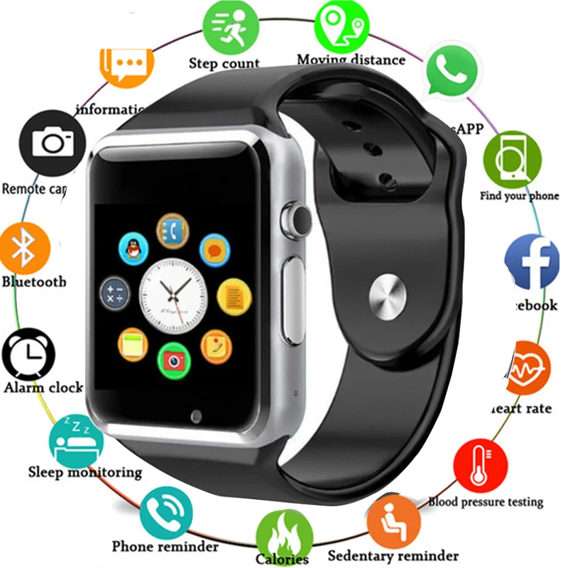 

A1 Smart Watch Bluetooth WristWatch Sport Pedometer With SIM Camera Smartwatch For Android Smartphone Russia T15 PK DZ09 Q18 X6
