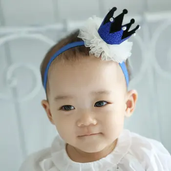 Baby Girls Kids Headwear Shiny Crown Barrettes Toddler Birthday Party Elastic Pearl Headband Hair Accessories 4