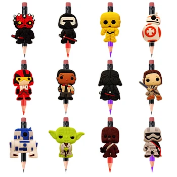 

100pcs Star Wars Cartoon Mini Figure Pencil Topper DIY Crafts Student Stationery Pen Caps School Supplies Pen Grips Kids Gift