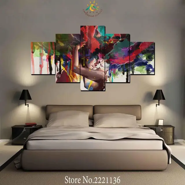 3 4 5 pieces hug love couple modern wall art canvas printed painting