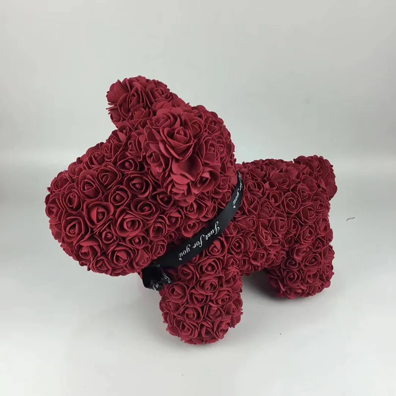 2 вида мультяшная Роза собака Искусственные цветы декоративный цветок собака рождественские подарки для женщин подарок на день Святого Валентина игрушки для щенка - Цвет: 15
