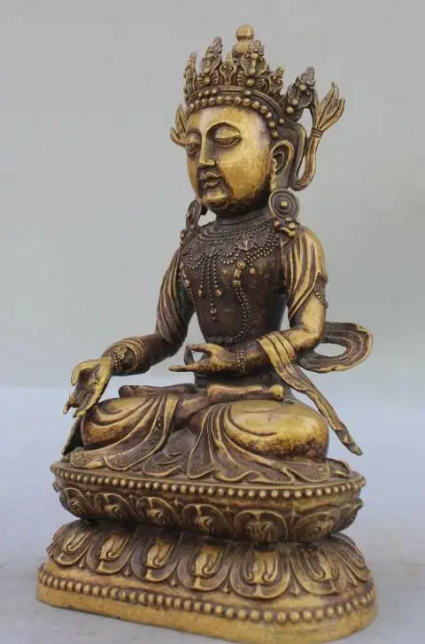 

S02499 12"Chinese Tibet Buddhism Pure Bronze Buddha Hat Shakyamuni Sakyamuni Statue (B0328)