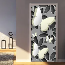 3D стерео Наклейка на дверь в виде бабочки, обои для гостиной, спальни, украшения для дома, наклейки на дверь, современные виниловые 3D фрески, ПВХ наклейки s