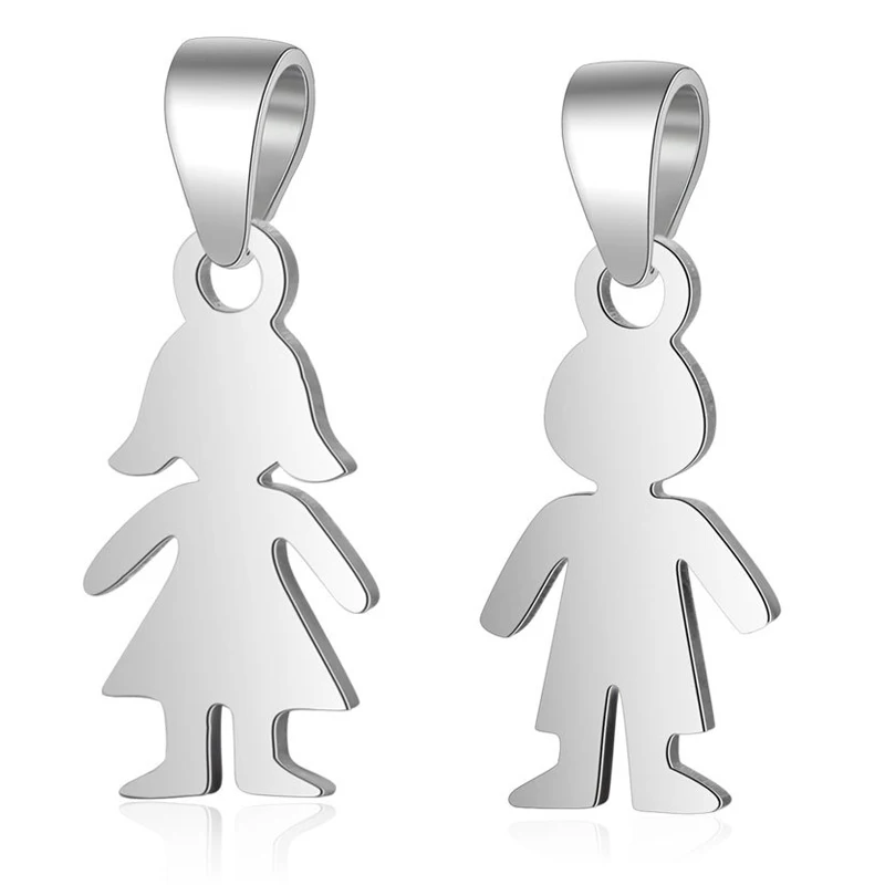 

1PC 100% 925 Sterling Silver Lovely Little Girl Boy Charm Pendant for DIY Handmade Lovers' Necklace Jewelry Making Findings