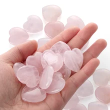 Pedra preciosa de cristal em forma de coração, pedra do amor para cura, brinquedo artesanal, de quartzo rosa