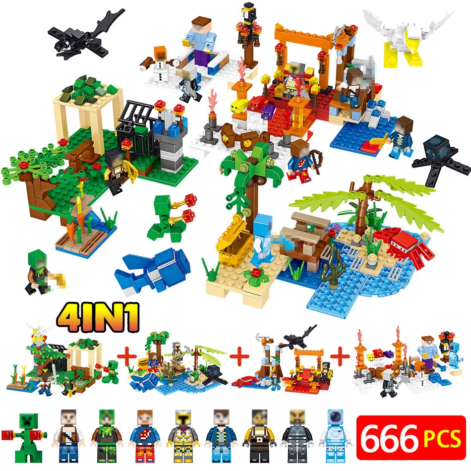 

Technic LegoINGLYs Minecrafted Beach resort House Village Toys For Children Christmas Gifts DIY Bricks Mini Action Figures
