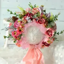 Детская шляпка с цветком на Возраст 3-12 месяцев, реквизит для фотосессии, Цветочная винтажная шапка с ушками для девочек, детская вязаная шапочка для фотосессии