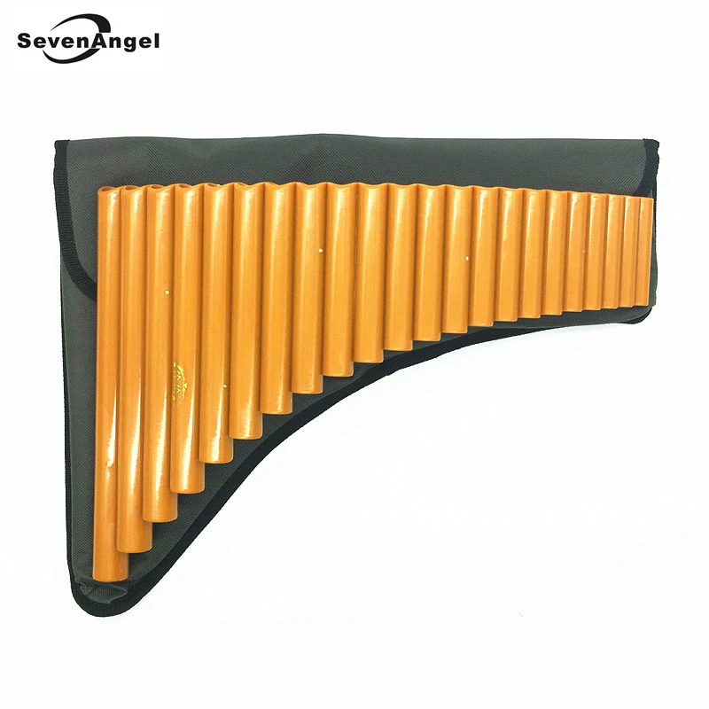 

Hot Selling 22 Pipes ABS plastic Panflute Key of G Romania Musical Instruments Flute Orange color PanPipes Free shipping