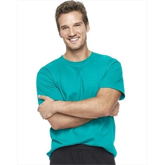 Hanes 5180 Beefy T Adult Short-Sleeve T-Shirt Size Medium Teal Blue