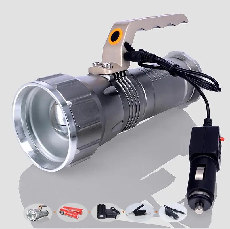 

5 Modes XM-L T6 2000LM Zoomable LED Flashlight Torch Zoom Lamp Light LED Torch with 2*18650 Battery + Charger