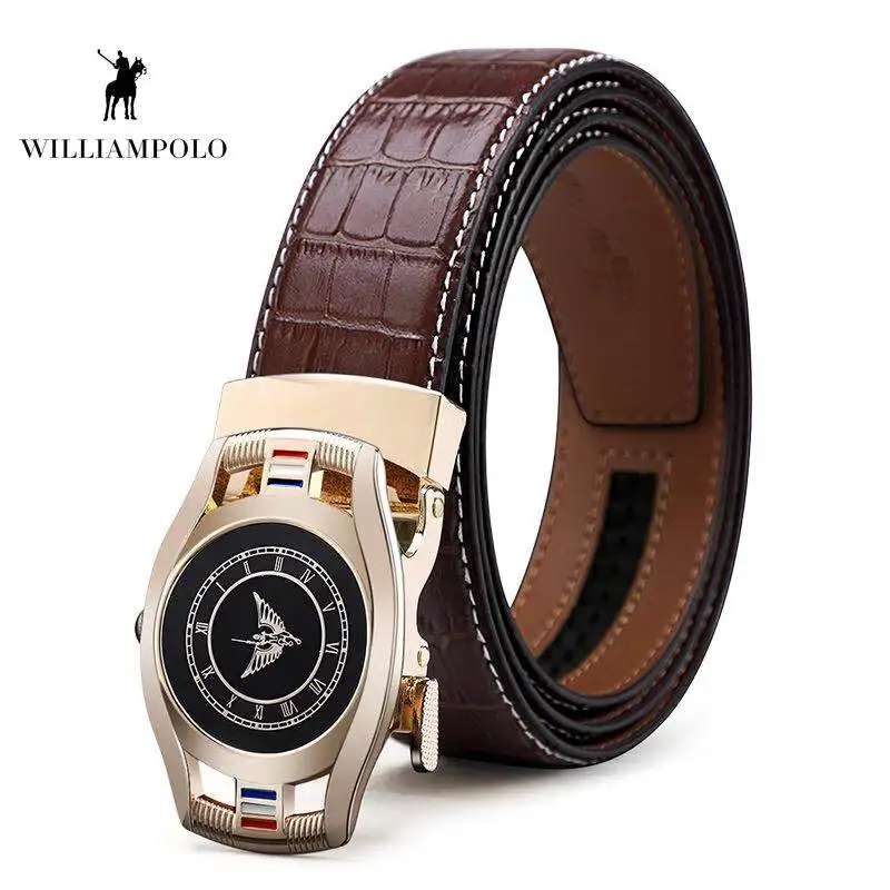 

2019 men belt British Style Fashion Crocodile Pattern High Quality Leather Luxury Designer Automatic Belt Men Pl18394-96P