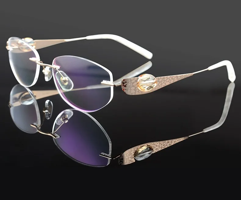 LuxuryWomanGlassesFramesTitaniumFlexibleCrystalEyeglasses