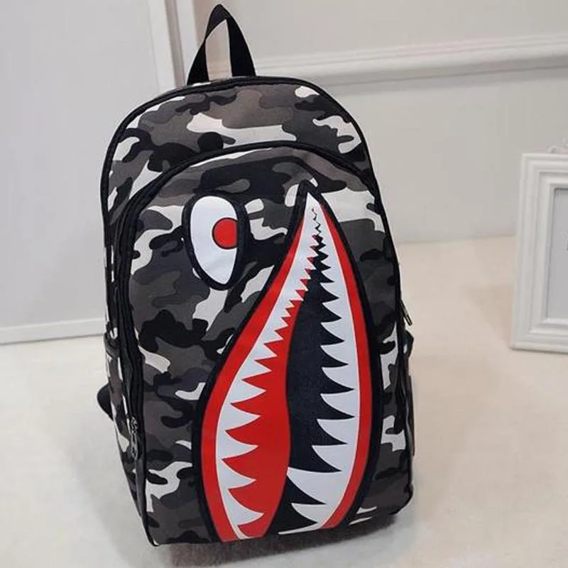 Уличные сумки для спортзала, Персональные Рюкзаки с рисунком акулы, мужские и женские холщовые сумки для путешествий, студенческий спортивный рюкзак,, распродажа - Цвет: Camouflage