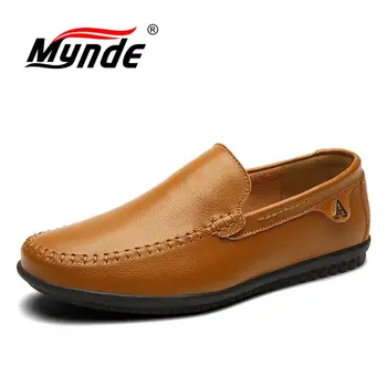

MYNDE Plus Size 38-47 Slip on Comfortable Leather Handmade Mens Shoes Loafers Men Casual Moccasins Male Breathable Driving Shoes