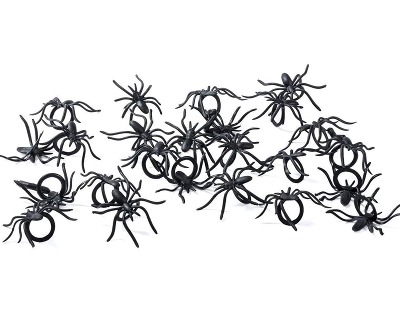 

Freeship 24X Black color spider rings Halloween props trick or treat kids party favor gifts loot bag pinata stock fillers prize