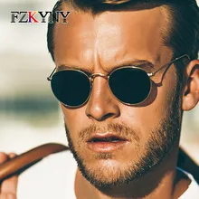 FZKYNY классические ретро поляризованные солнцезащитные очки мужские роскошные брендовые Дизайнерские мужские черные металлические авиационные солнцезащитные очки круглые очки для вождения
