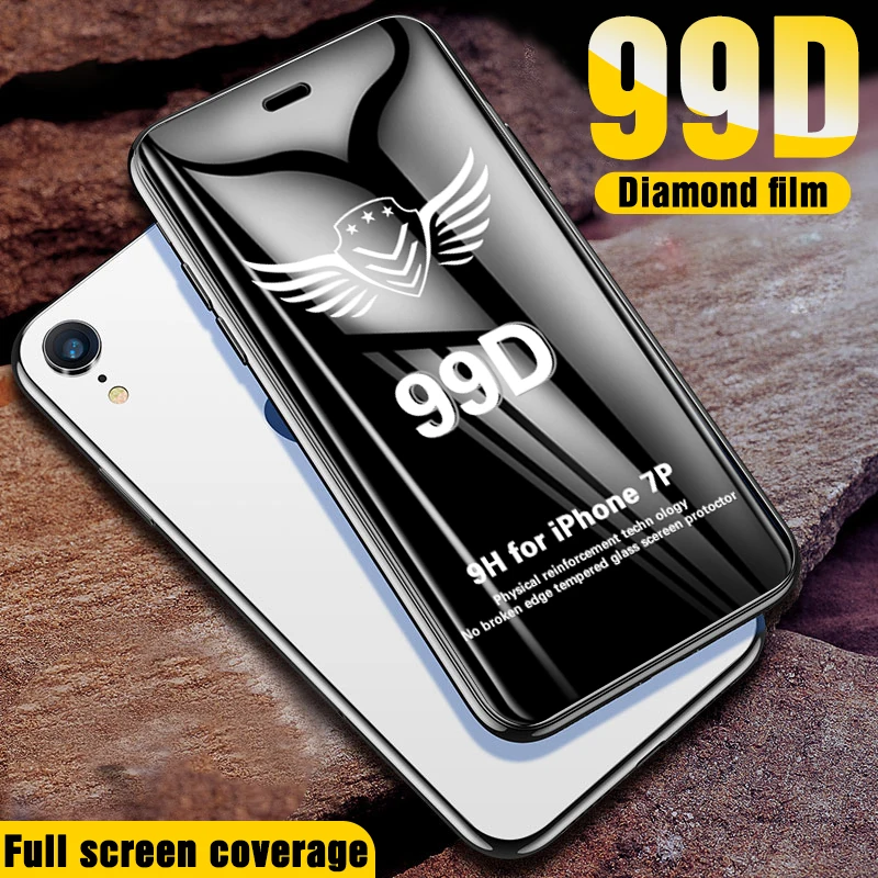 Закаленное стекло 99D для iPhone X XR XS MAX полное покрытие 6 7 8 Plus защитная пленка экрана