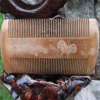

1PCS Natural Handmade Sandalwood Anti-Static Pocket Comb Unisex Beard Mustache Hair Brush