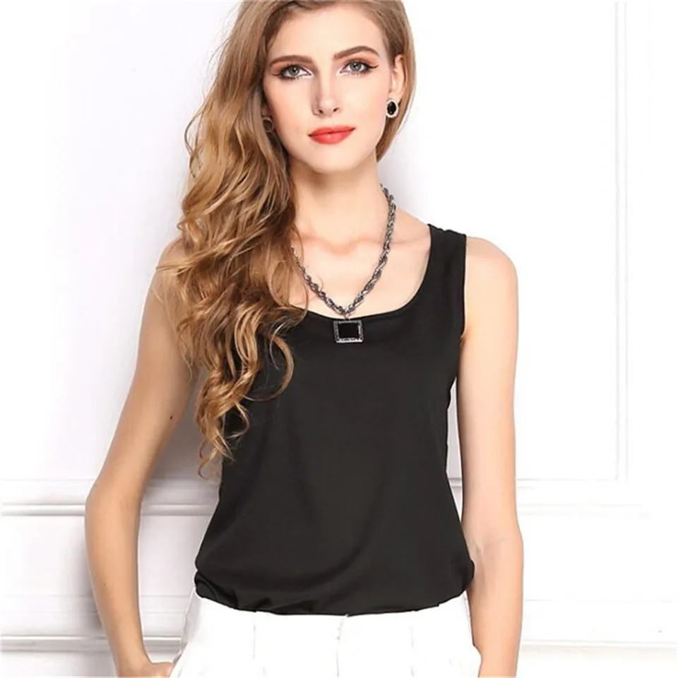 Plus Size Vest Thin Chiffon Tank Top Women Summer Sleeveless Shirt Sexy Camis Loose Casual Female Tops Blouse Ladies Clothing (12)