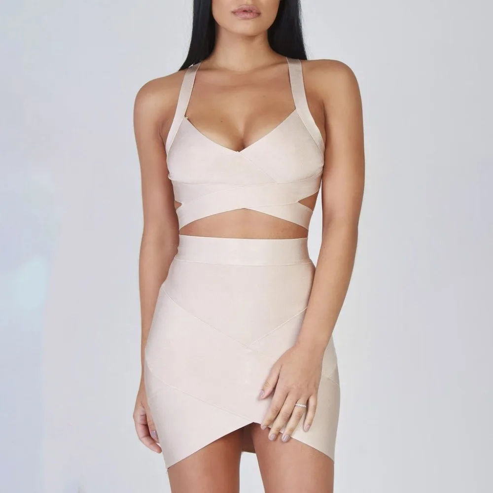 BEAUKEY комплект из 2 частей пикантные для женщин Бандаж с высокой талией Bodycon платье черный Мини Короткое плюс размеры XL