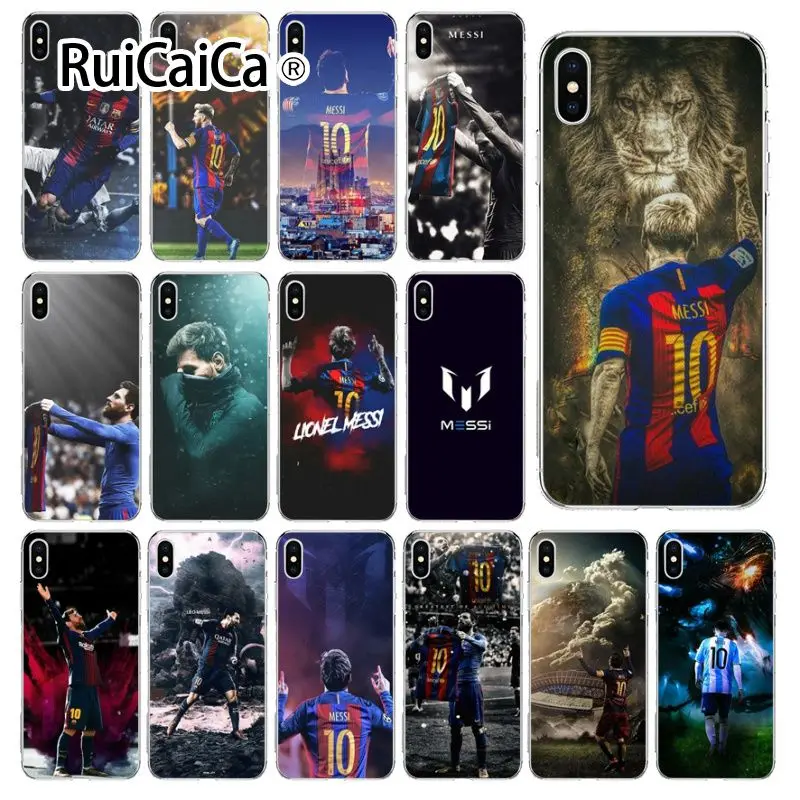 Ruicaica ميسي كرة القدم لينة سيليكون TPU الهاتف غطاء ل أبل فون 8 7 6 6 S زائد X XS ماكس 5 5 S SE XR الهواتف المحمولة
