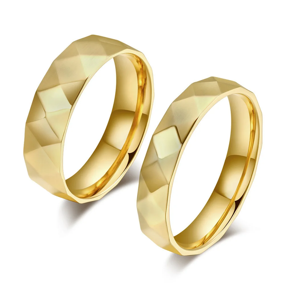 18k gold plated rings for men and women wedding couple ring prismatic