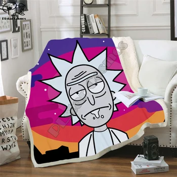 

Plstar Cosmos Cartoon Rick and Morty funny character Blanket 3D print Sherpa Blanket on Bed Home Textiles Dreamlike style-4
