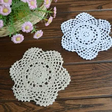 Хлопок ручной работы крючком салфетка, Домашний Декор коврик, экрю и белый appliques15cmx15cm круглый 20 шт./лот