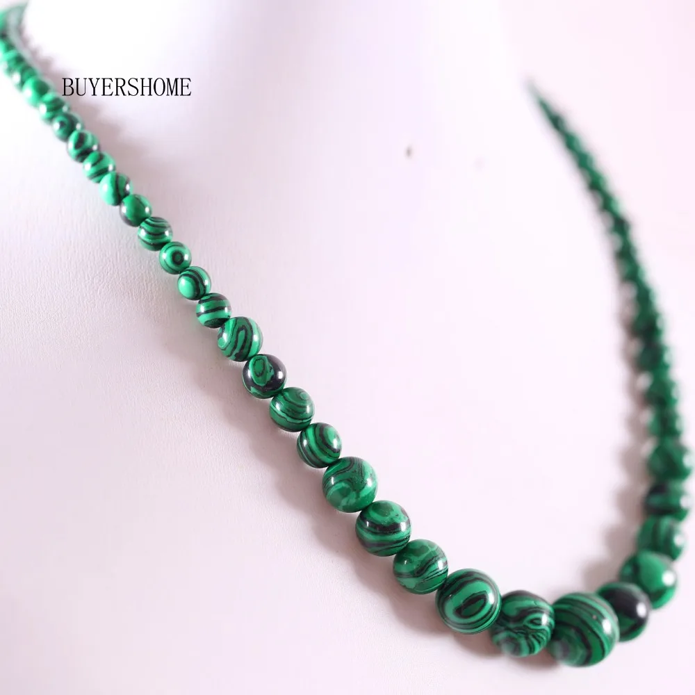 Модные ювелирные изделия круглые бусины зеленый Малахит ожерелье 1" 1 шт E303