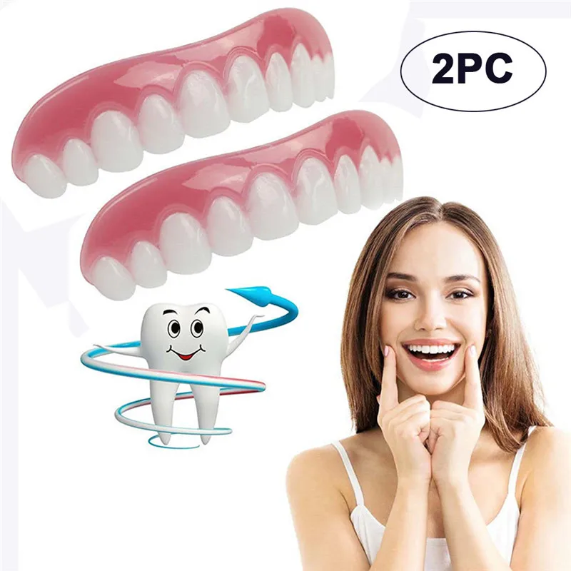 

2PC Comfort Fit Flex Cosmetic Teeth Denture Teeth Top Cosmetic Smile DROPSHIPPING 2T5T30