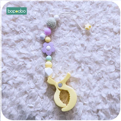 Bopoobo 1 шт. силиконовая соска-подвеска держатели жевательные цветок браслет игрушки-брелоки коляска цепь BPA Бесплатный Детский Прорезыватель продукты - Цвет: Yellow