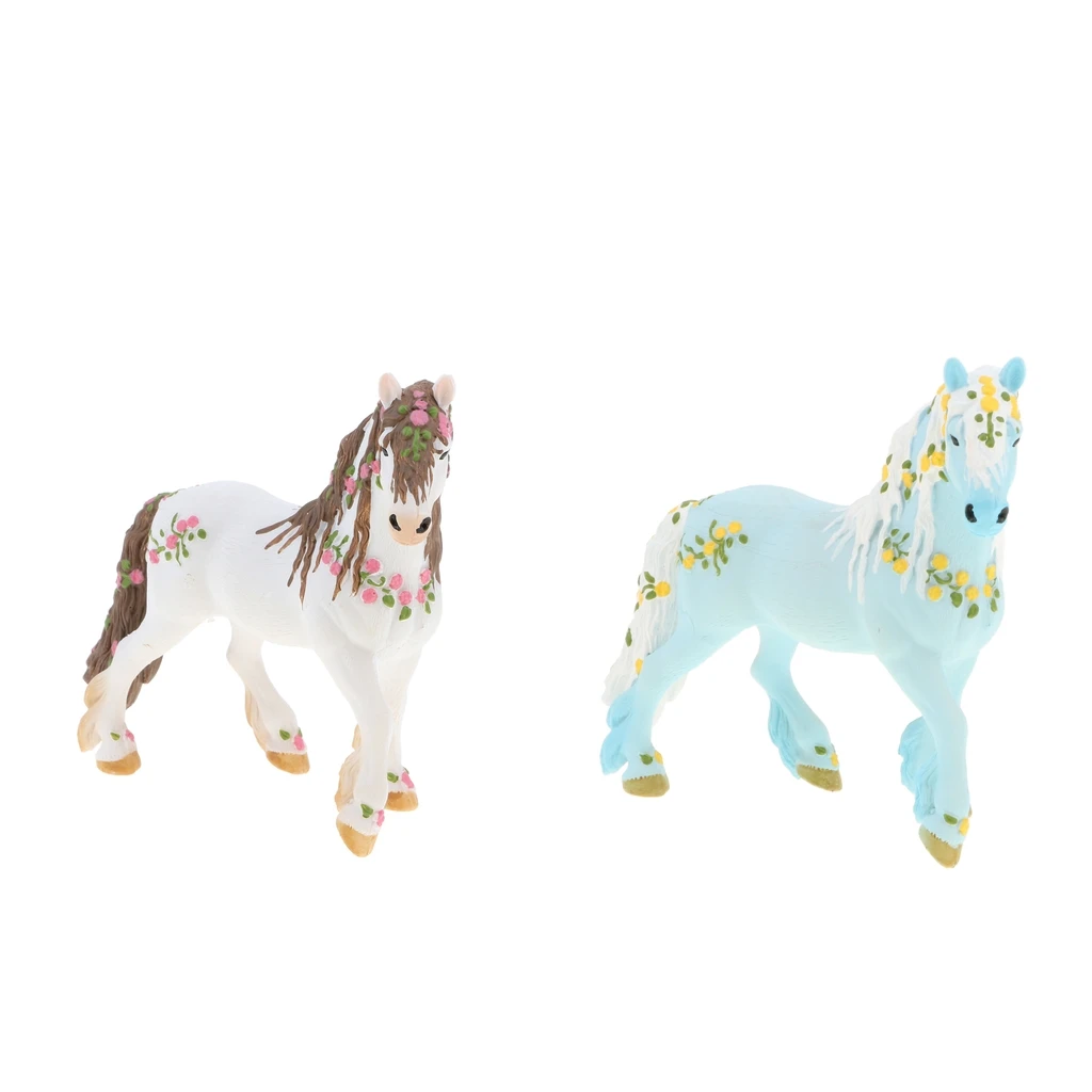 Lifelike 5'' Elven Horse Action Figure, Plastic Animal Model Figurine Kids Toy Home Decor