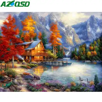 

AZQSD Diamond Painting Village 5d Diamond Embroidery Sale Picture Of Rhinestones Diamond Mosaic Scenic Cross Stitch Needlework