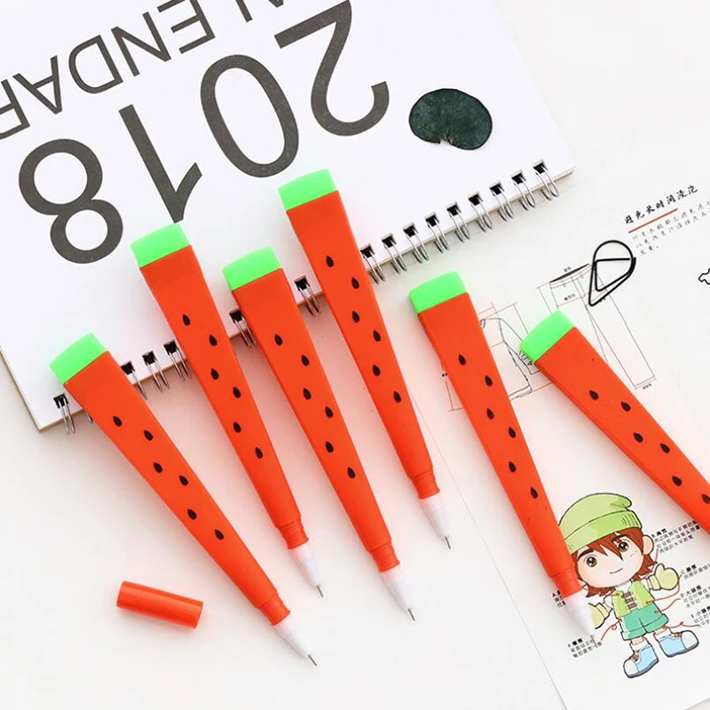 

X46 3X Kawaii Cute Watermelon Design Gel Pen Writing Signing Tool Soft Hand Black Ink Kids Gift School Supply Student Stationery