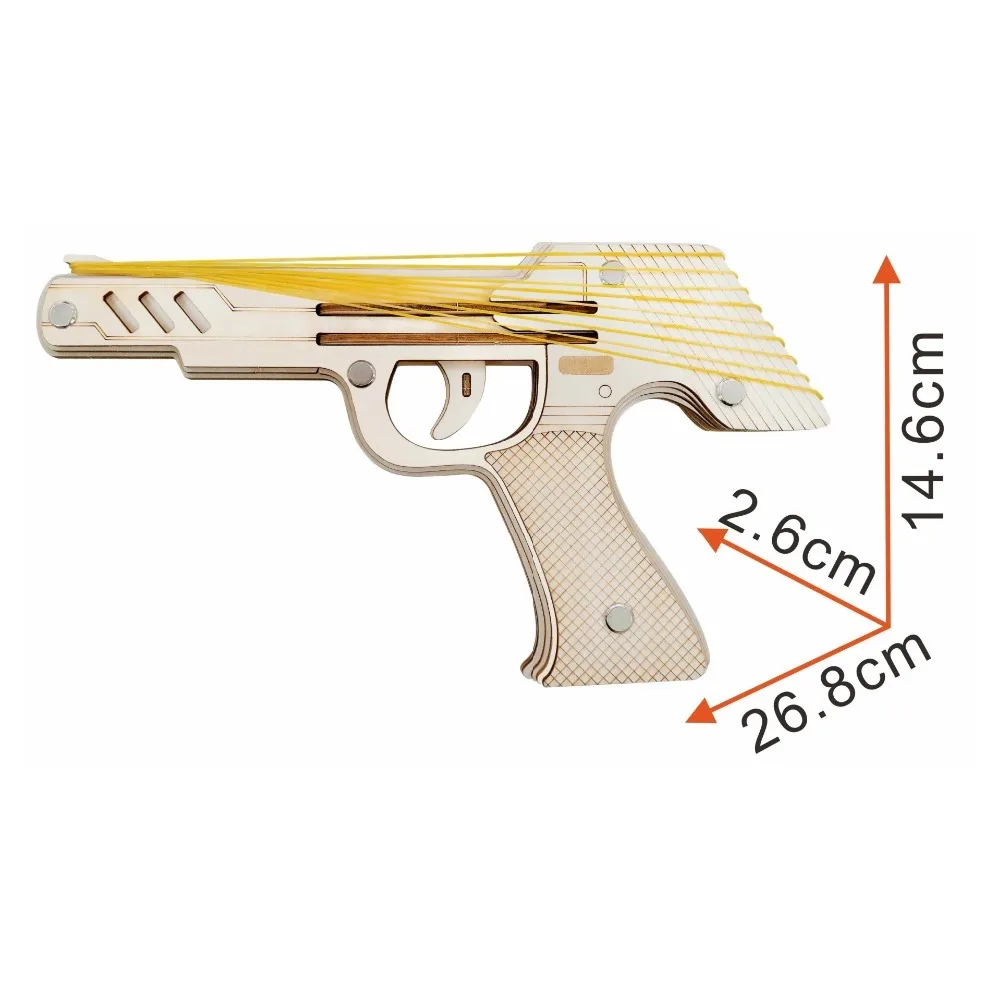 Nulong лазерная резка 3D деревянная головоломка по дереву набор для сборки 9 ходовой пожарный пистолет с резиновой лентой с русскими/английскими инструкциями