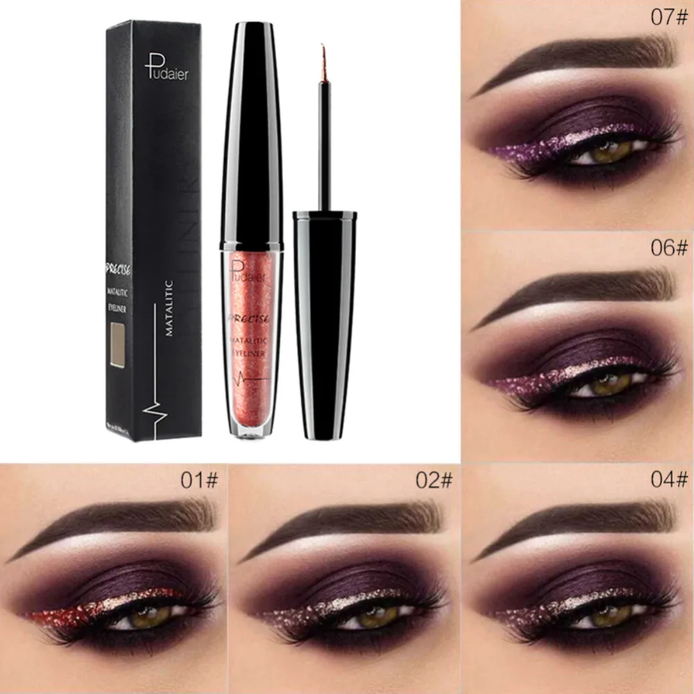 

Pudaier 16 Colors Shimmer Eyeliner Gel Waterproof Long Lasting Glitter Eye Liner Makeup Gold Blue Silver Liquid Eyeliners TSLM2