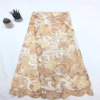 

French 3D Lace Fabric 2018 Latest African Mesh Tulle Lace Fabric 5Yards Nigerian Lace Fabric High Quality A1144-1