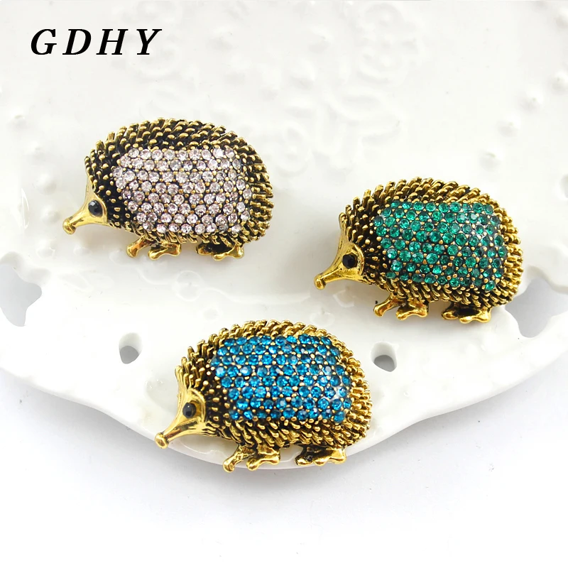 

GDHY Hedgehog Brooch Exquisite Animal Hedgehog Coloured Water Drill Blink Enamel Pins Button Badge Shirt Backpack Women Jewelry
