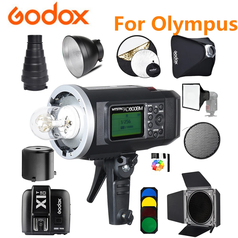 

Godox AD600BM Bowens Mount GN87 1/8000 HSS Outdoor Flash with 2.4G X System 8700mAh Li-on Battery+ X1T-O Trigger for Olympus