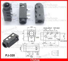 500PCS 4Pin 1 8 3 5mm Jack Socket for AV cameras iPhones Headphones PJ 320A