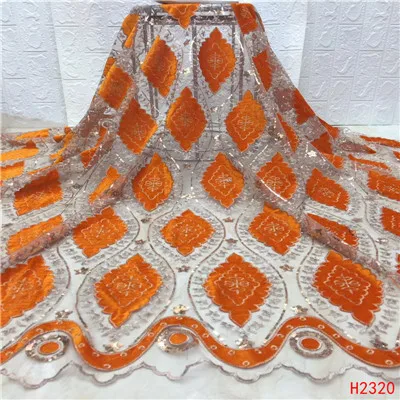 HFX Новое поступление блестки кружева ткани Африканский нигерийский Тюль бархатная ткань для свадебного платья с блестками H2320 - Цвет: as picture