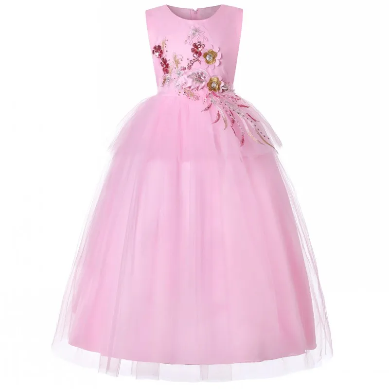 Surferfish/Новинка года, детское платье принцессы Свадебное платье для девочек фатиновое платье с цветочной аппликацией и объемным рисунком для девочек на День святого Валентина