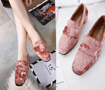 

2018 new European and American single shoes women's suede square head retro women's shoes with college wind single shoes