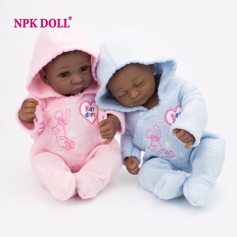 Npkdoll 28 см 10 дюймов Реалистичные Мини-Reborn Детские близнецов Реалистичные Полный винил ручной работы для новорожденных куклы для детей