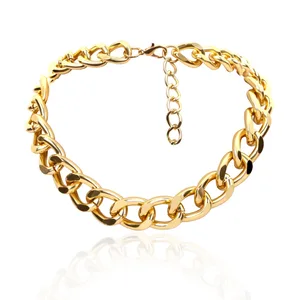 Punk Miami Cuban Choker Necklace Collar Statement Hip Hop Big Chunky Aluminum Gold Color Thick Chain Necklace Women Jewelry