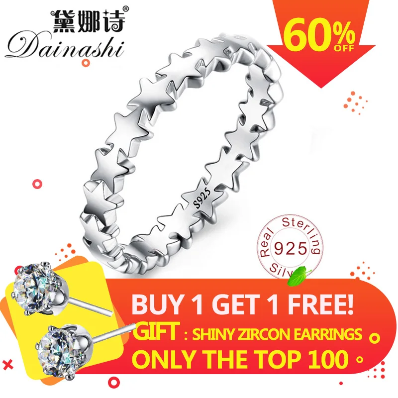 

Dainashi 100% 925 Sterling Silver Stackable Ring Myriad Of Stars Around Finger Rings For New Fashion Women Wedding Jewelry Gift