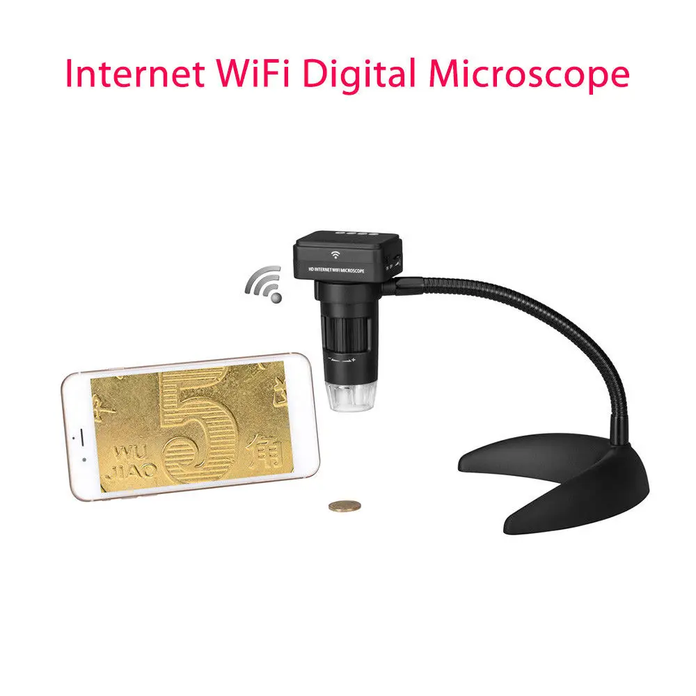 

BOBLOV UM017B Handheld Portable 10X~200X 1080P Internet WiFi Digital Microscope 6 LED Light With Stand Black For IOS Android