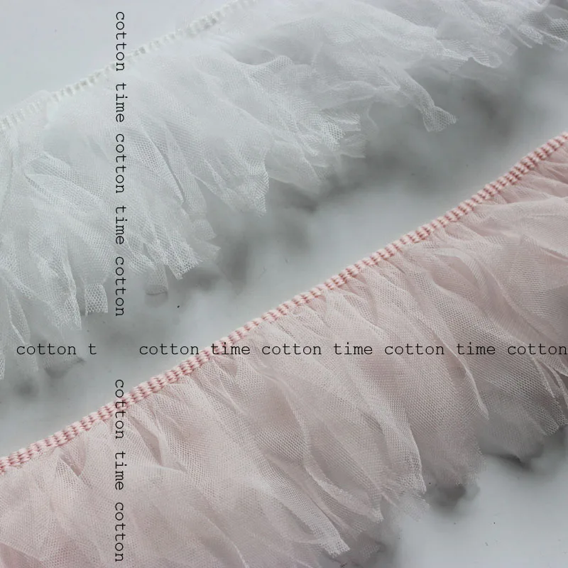 

5yards Pleated Lace tassel 2 colors ruffle lace 8cm drop tassel wedding deco trimhandmade materials,children's clothing accesory