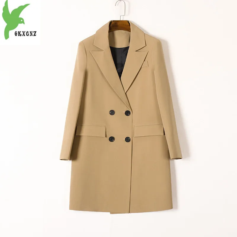 Women blazers and jackets 2018 spring long blazer Fashion black suit Plus size coat autumn female Khaki blazers coats OKXGNZ1737